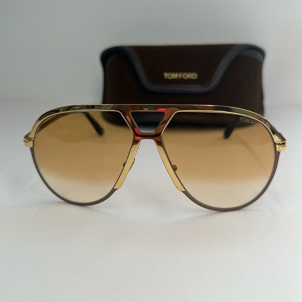 New Authentic Tom Ford Gold Gradient Xaier TF 1060 Aviator Sunglasses - Picture 3 of 15